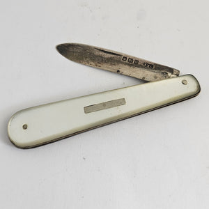 Mother of Pearl and Sterling Silver Fruit Knife Antique Georgian 1825