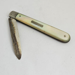Mother of Pearl and Sterling Silver Fruit Knife Antique Victorian 1888