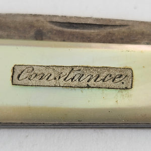Mother of Pearl and Sterling Silver Fruit Knife Antique Victorian 1888