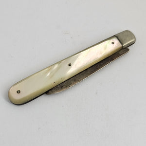 Mother of Pearl and Sterling Silver Fruit Knife Antique Victorian 1888