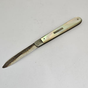 Mother of Pearl and Sterling Silver Fruit Knife Antique Victorian 1888