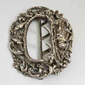 English Chester Assay Sterling Silver Nurses Belt Buckle Antique Edwardian 1901 by Robert Pringle & Sons