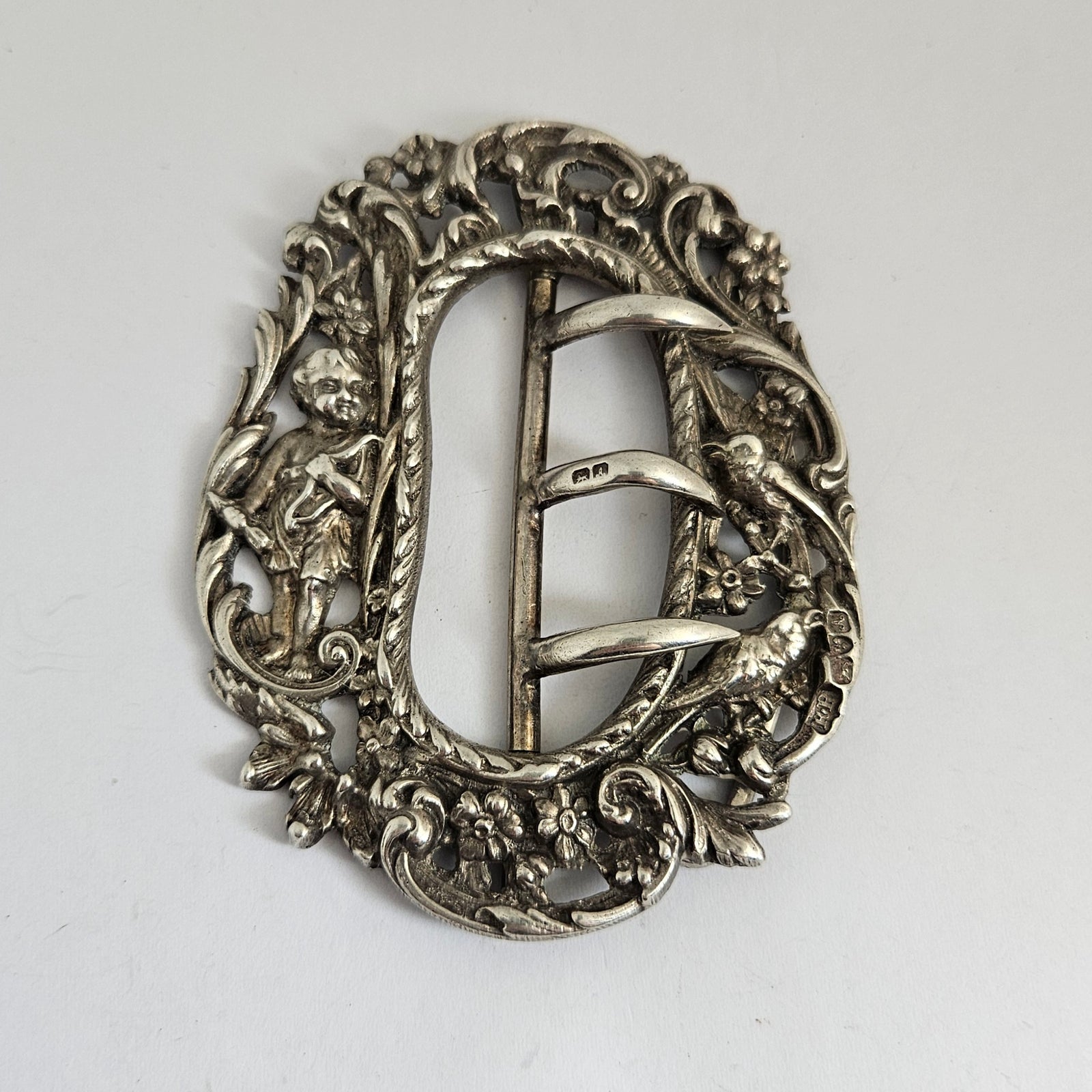 English Chester Assay Sterling Silver Nurses Belt Buckle Antique Edwardian 1901 by Robert Pringle & Sons
