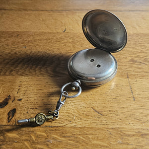 Sterling Silver Pocket Watch with Watch Key Antique Edwardian 1919