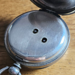 Sterling Silver Pocket Watch with Watch Key Antique Edwardian 1919