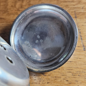 Sterling Silver Pocket Watch with Watch Key Antique Edwardian 1919