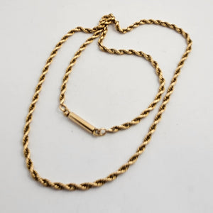 Twist Rope Link Chain Necklace 47.0cm / 18.5" 9k Gold Antique Victorian c1890