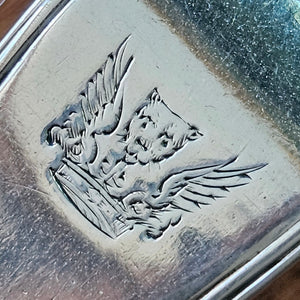 Winged Lion Heraldic Crest English Sterling Silver Stuffing Spoon by George Smith IV Antique Georgian