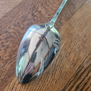 Winged Lion Heraldic Crest English Sterling Silver Stuffing Spoon by George Smith IV Antique Georgian