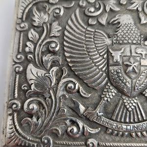 Russian Imperial Eagle Silver Card Case Antique Victorian c1890