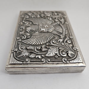 Russian Imperial Eagle Silver Card Case Antique Victorian c1890