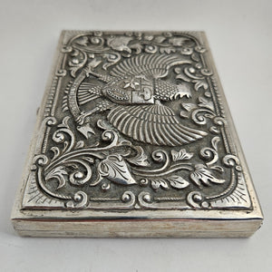 Russian Imperial Eagle Silver Card Case Antique Victorian c1890