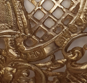 Dutch Solid Silver Ornate Flower Girl Tea Strainer Berthold Muller Antique circa 1893