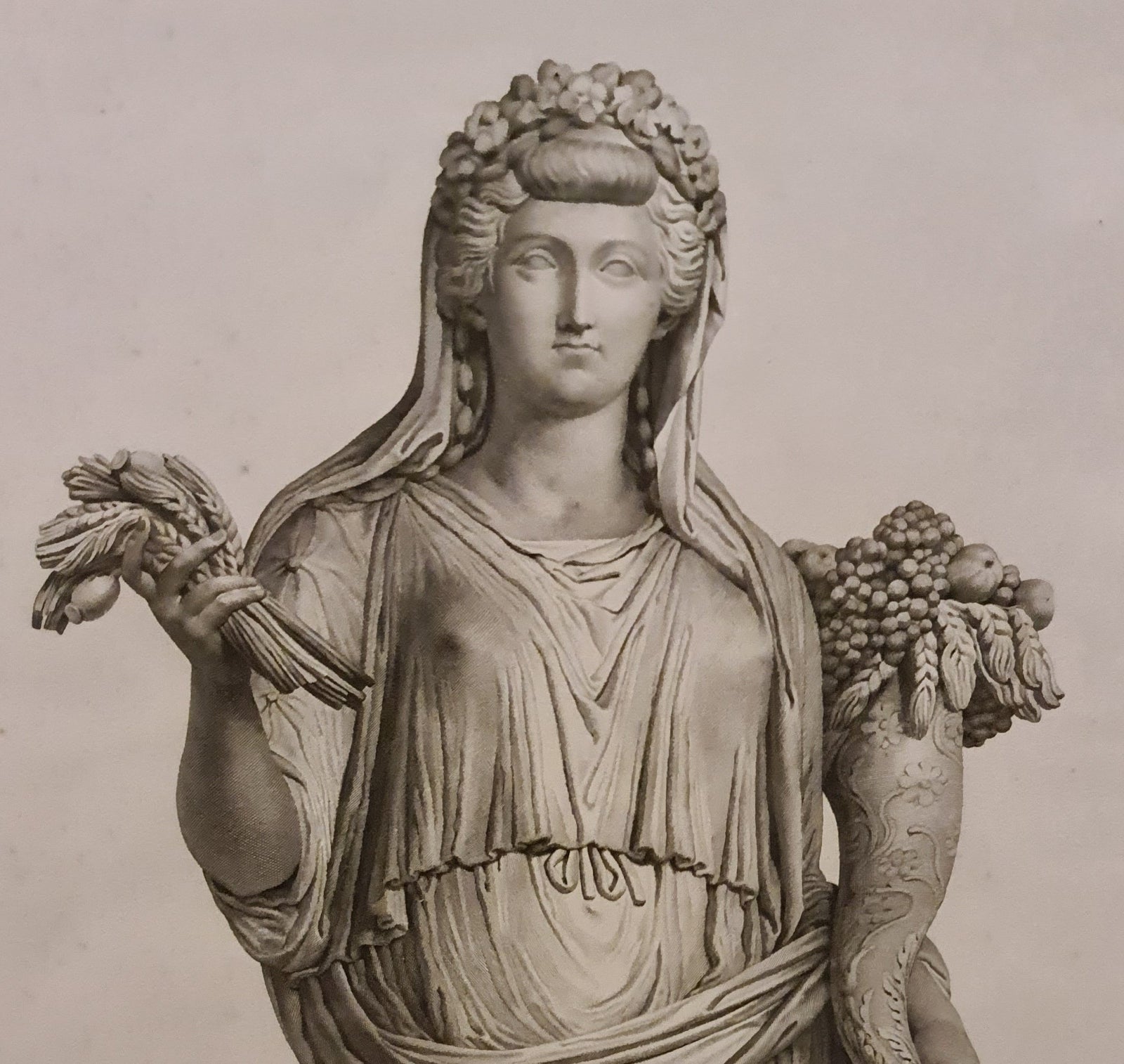 Rare Copper Etching Of Greek Goddess Demeter By Jean Jaques Avril Antique Georgian Circa 1818