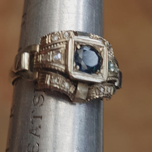 Superb Platinum Sapphire And Diamond Ring French Art Deco Vintage Size UK K Circa 1930