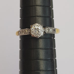 Gorgeous 18k Gold And Platinum Diamond Ring Size U.K O 1/2 Antique circa 1920