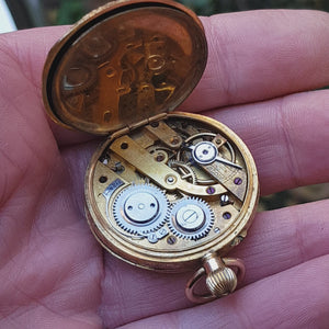 Swiss 14k Gold Cased Ladies Floral Detailed Top Winding Fob Watch Antique Victorian Circa 1890's