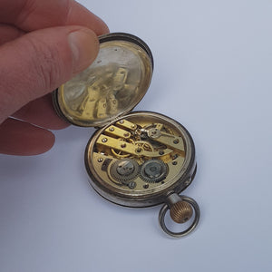 Swiss Solid Silver Cased Moon Phase Calendar Pocket Watch Antique Circa 1890