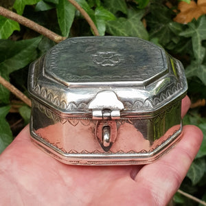 Islamic Silver Spice Myrrh Box With Latch Clasp And Lock Ring Antique circa 1910