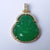 Carved Chinese Jade Buddha Pendant In 10k Gold And Diamond Setting Vintage circa 1980's