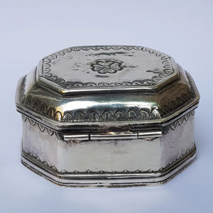 Islamic Silver Spice Myrrh Box With Latch Clasp And Lock Ring Antique circa 1910