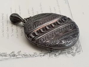 Sterling Silver Aesthetic Movement Ornate Locket Antique Edwardian circa 1905