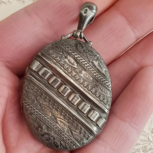 Sterling Silver Aesthetic Movement Ornate Locket Antique Edwardian circa 1905