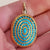 18k Gold Turquoise Set Picture Locket Back Etruscan Style Pendant Antique Sheffield circa 1880s