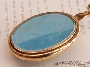 18k Gold Turquoise Set Picture Locket Back Etruscan Style Pendant Antique Sheffield circa 1880s