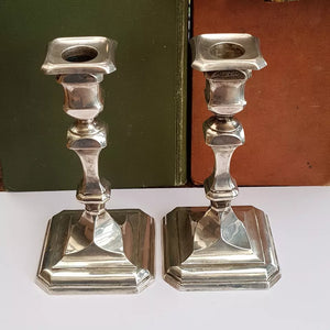 Sterling Silver Pair Of Good Ornate Candlesticks Antique Sheffield circa 1921