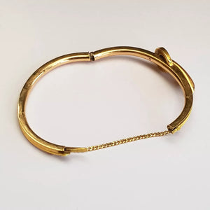 18k Gold Diamond Comet Tail Through Horse Shoe Bangle Antique Victorian circa 1880