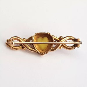 9k Gold Seed Pearl Connemara Love Heart Brooch In Original Jewellers Box Belfast circa 1880