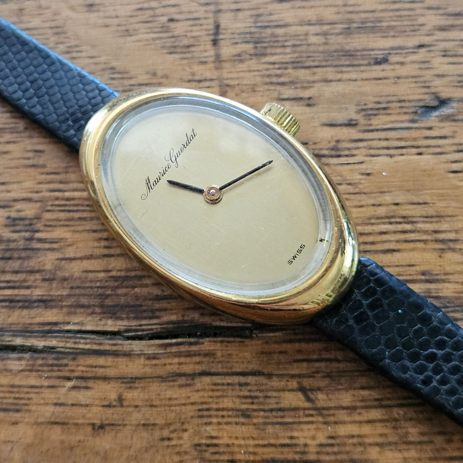 Maurice Guerdat Wrist Watch Leather Strap Vintage