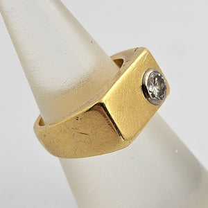 0.25ct Diamond 18k Gold Ring Vintage c1950 Size UK F+