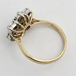 0.5ct Diamond 9k Gold Daisy Set Ring English Hallmark Vintage 1978 Size UK M+