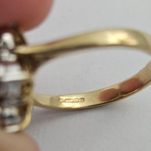 0.5ct Diamond 9k Gold Daisy Set Ring English Hallmark Vintage 1978 Size UK M+