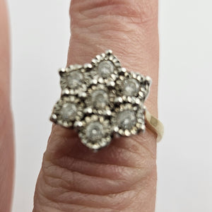 0.5ct Diamond 9k Gold Daisy Set Ring English Hallmark Vintage 1978 Size UK M+