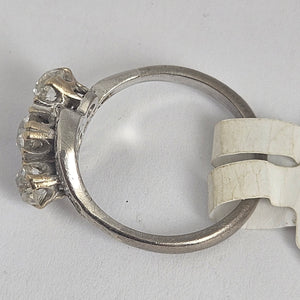 Triple Diamond Approx. 0.8ct 18k White Gold Ring Vintage Art Deco c1920