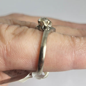 Triple Diamond Approx. 0.8ct 18k White Gold Ring Vintage Art Deco c1920