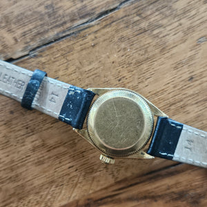 18k Gold Rolex Ladies Wrist Watch Leather Strap Vintage c1950