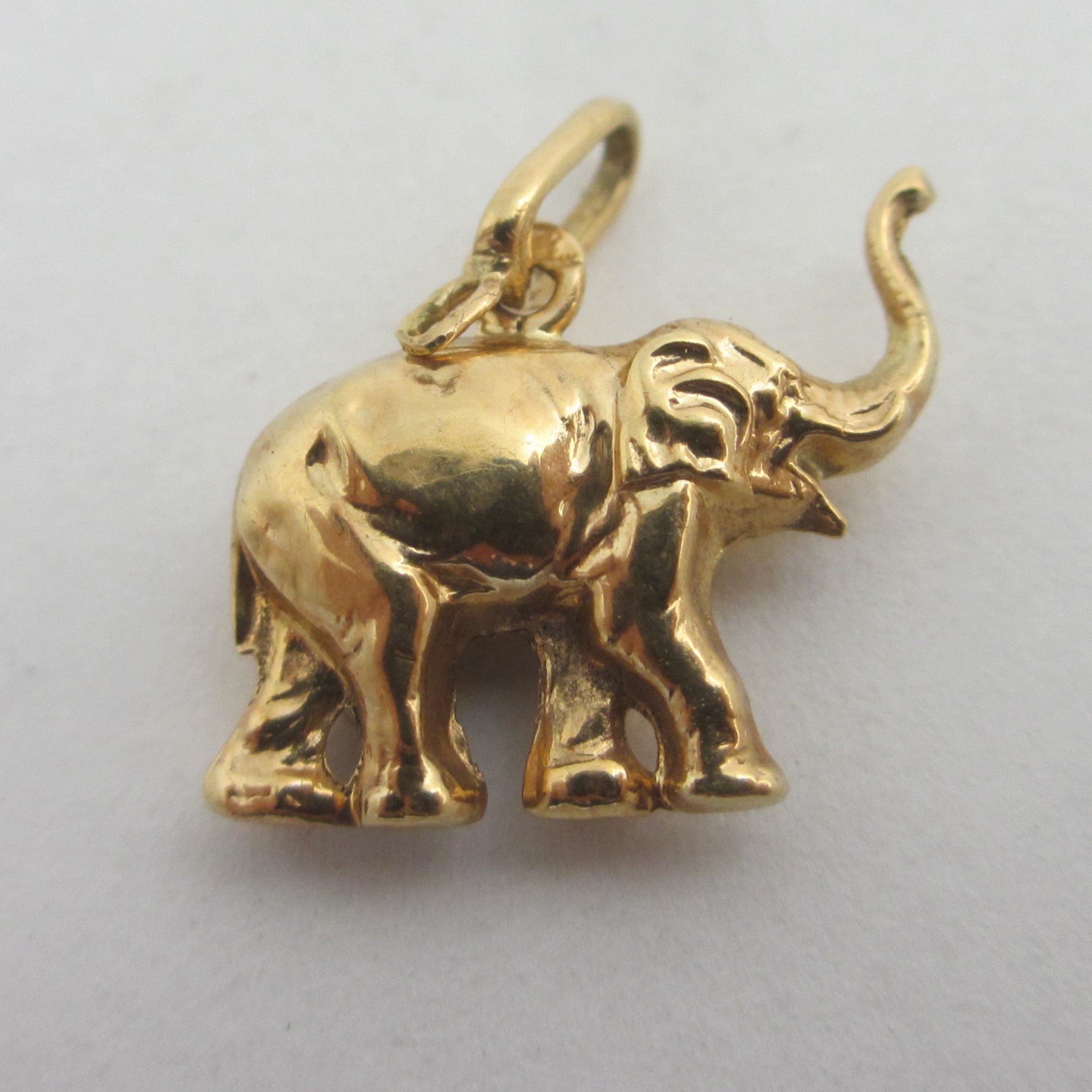 Lucky Elephant 18k Gold Charm or Pendant Vintage c1980
