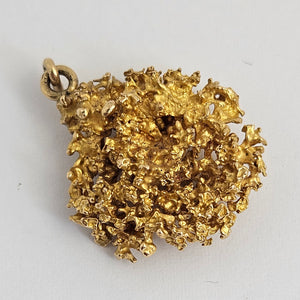 18k Gold Nugget Pendant Vintage c1980