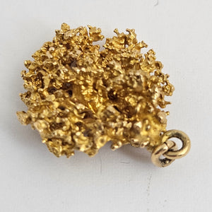 18k Gold Nugget Pendant Vintage c1980