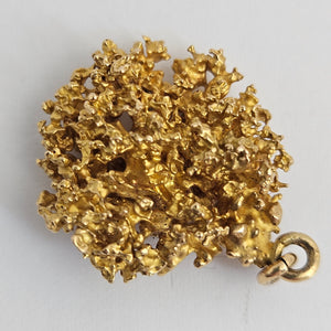 18k Gold Nugget Pendant Vintage c1980