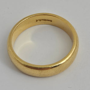 Marriage Wedding Band Ring in 18k Gold Size UK V Vintage Art Deco