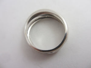 Diamond in 18k White Gold Twist Cross Ring Size UK P+ Vintage c1980