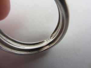 Diamond in 18k White Gold Twist Cross Ring Size UK P+ Vintage c1980