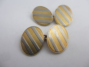 2 Colour 18k Gold Cufflinks Vintage c1950