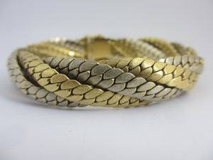 2 Colour 18k Gold Snake Skin Bracelet Vintage 1992