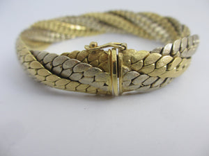 2 Colour 18k Gold Snake Skin Bracelet Vintage 1992